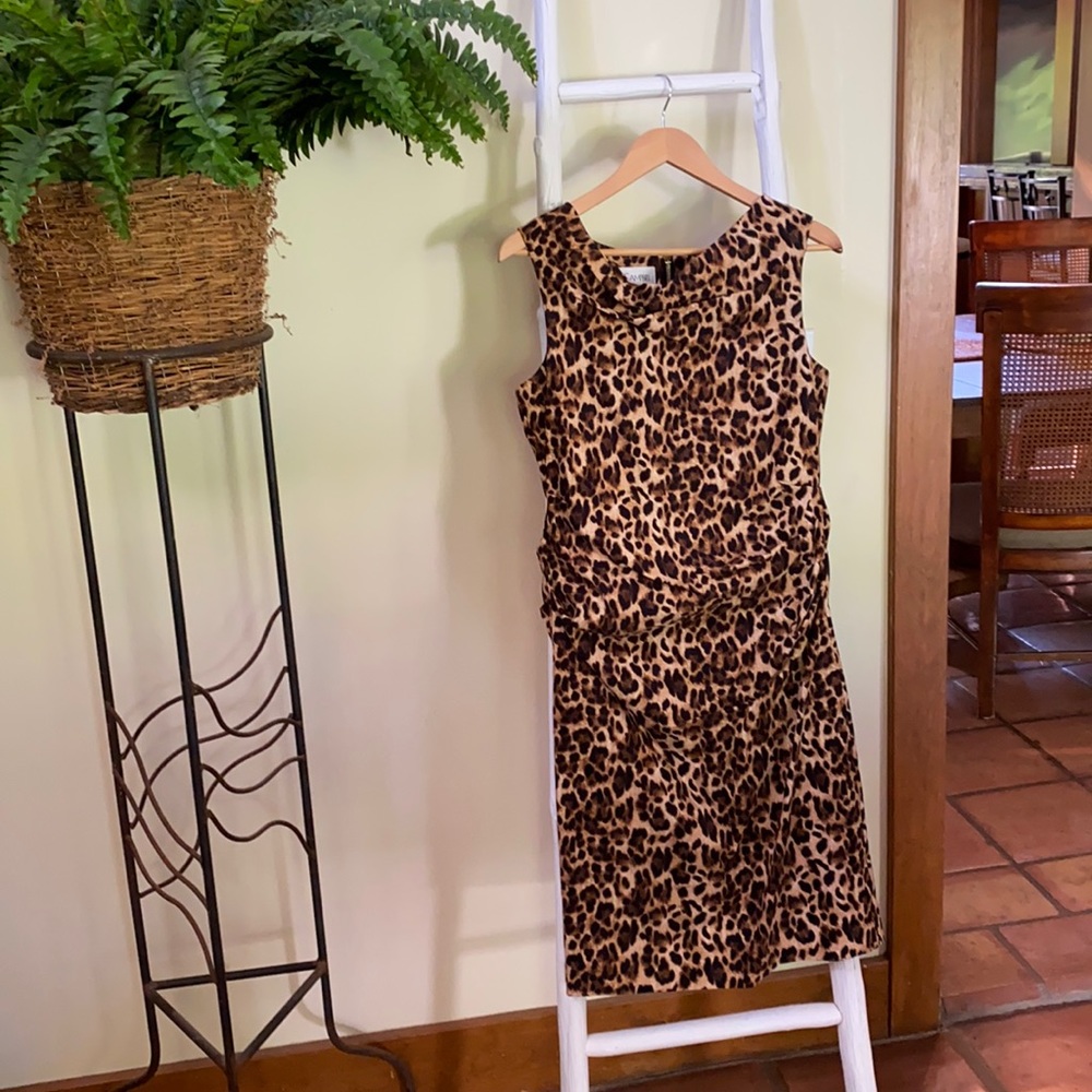 Sara Campbell Ruched leopard print dress Size 8